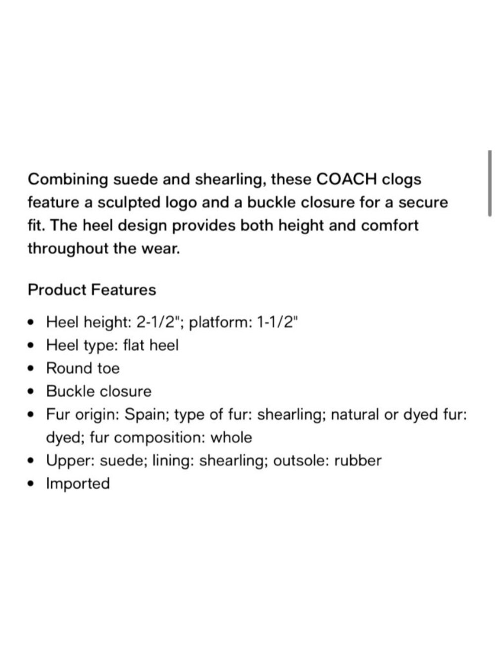 Coach Sculpted C Platform Clog Size 8 Coconut Sherpa Lined EUC Shoes - Picture 8 of 13